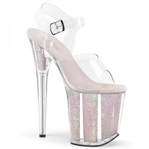 Talons Pleaser Flamingo-808G Femme Blanche | FRANCE FRQEPGIA