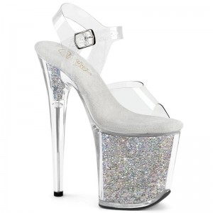 Talons Pleaser Flamingo-808RSI Rhinestones Femme Argent | PARIS FRMSIGYX