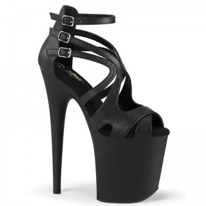 Talons Pleaser Flamingo-877 Vegan Leather Femme Noir | FRANCE FROQJMHT