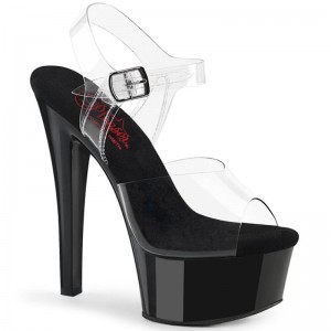 Talons Pleaser Gleam-608 Femme Noir | FRANCE FRYQOBZM