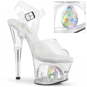 Talons Pleaser Moon-708DIA Femme Clear | FRANCE FRXZVEJL