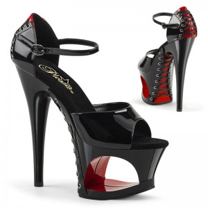 Talons Pleaser Moon-760FH Femme Rouge Noir | FRANCE FRSFXBYV