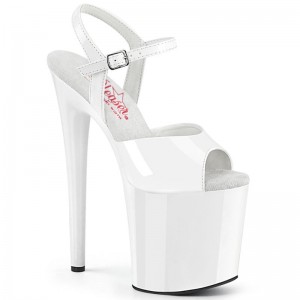 Talons Pleaser Naughty-809 Femme Blanche | FRANCE FRPNMAHD