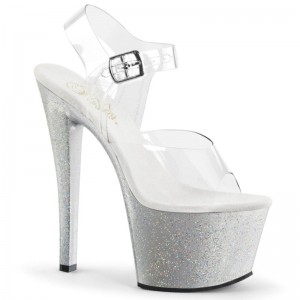 Talons Pleaser Sky-308MG Femme Argent | FRANCE FRUALFSY