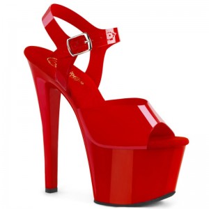 Talons Pleaser Sky-308N Femme Rouge | FRANCE FRXWMOLB