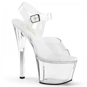 Talons Pleaser Sky-308VL Femme Clear | PARIS FRXLFPUE