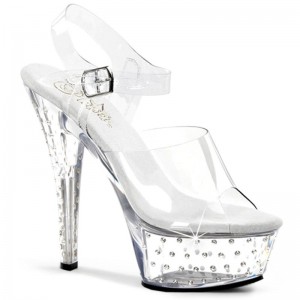 Talons Pleaser Stardust-608 Femme Clear | FRANCE FRZMYWSG