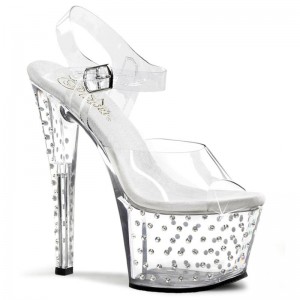 Talons Pleaser Stardust-708 Femme Clear | PARIS FRUKBJCW