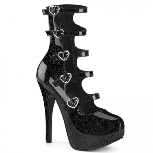 Talons Pleaser Teeze-23 Glitter Femme Noir | PARIS FRACIKWL