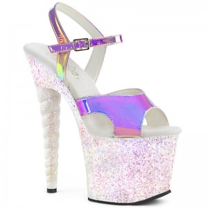 Talons Pleaser Unicorn-711LG Femme Violette Blanche | PARIS FRJPFWNV