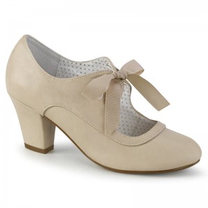 Talons Pleaser Wiggle-32 Vegan Leather Femme Beige | PARIS FRCYOZKU