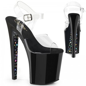 Talons Pleaser Xtreme-808CHS Hologram Femme Argent | FRANCE FRABHQMV