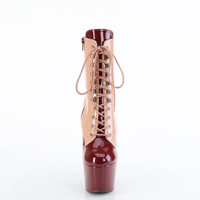 Bottines Pleaser Adore-1020DC Femme Beige Bordeaux | FRANCE FRKWXPNR