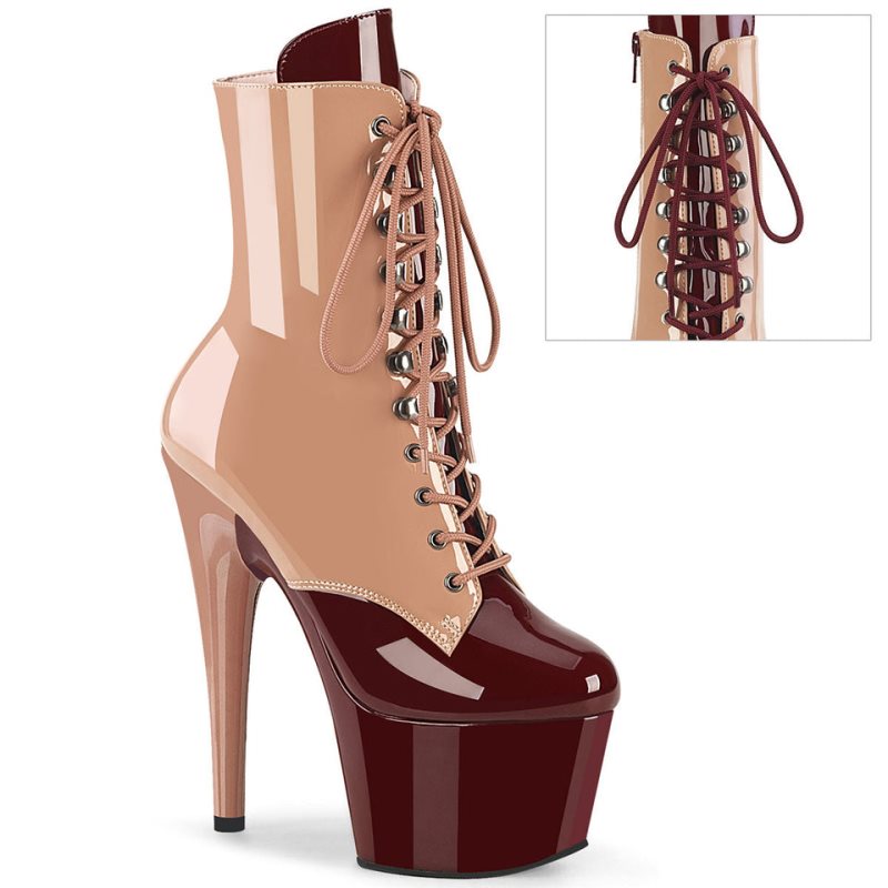 Bottines Pleaser Adore-1020DC Femme Beige Bordeaux | FRANCE FRKWXPNR