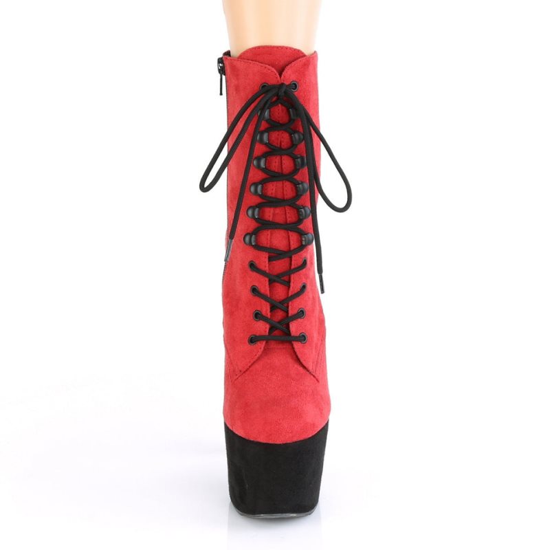 Bottines Pleaser Adore-1020FSTT Femme Rouge Noir | FRANCE FRCOPKRM