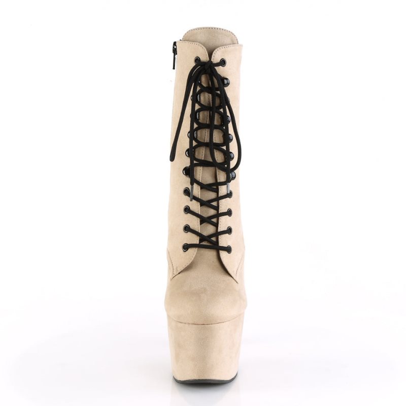 Bottines Pleaser Adore-1020FS Faux Suede Femme Beige | FRANCE FRVUXLYP