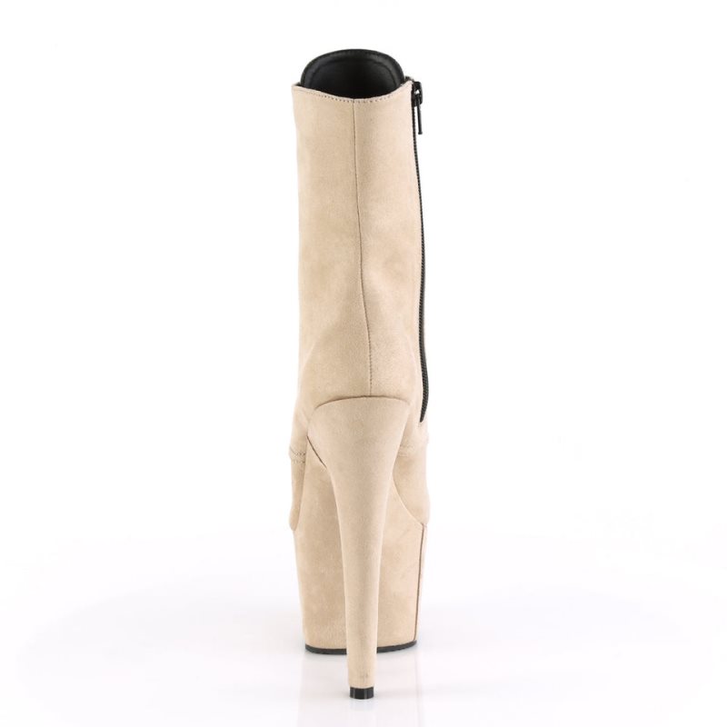 Bottines Pleaser Adore-1020FS Faux Suede Femme Beige | FRANCE FRVUXLYP