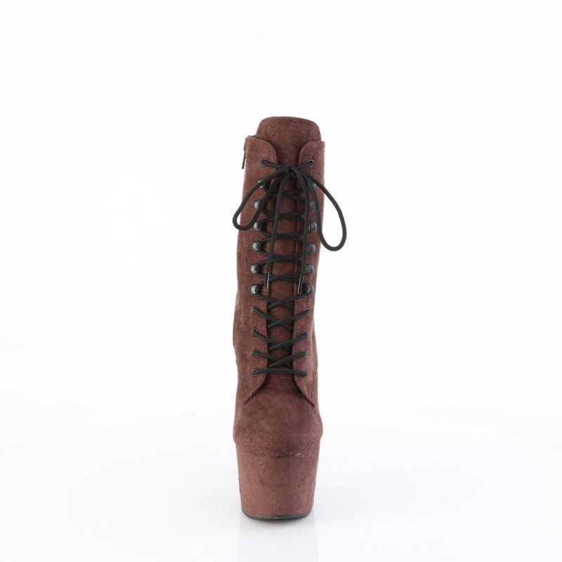 Bottines Pleaser Adore-1020FS Faux Suede Femme Marron | FRANCE FRTHIQXL