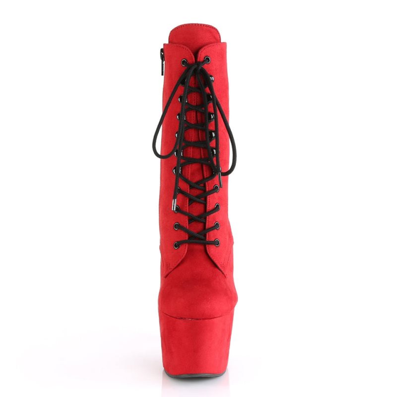 Bottines Pleaser Adore-1020FS Faux Suede Femme Rouge | PARIS FRPMNORH