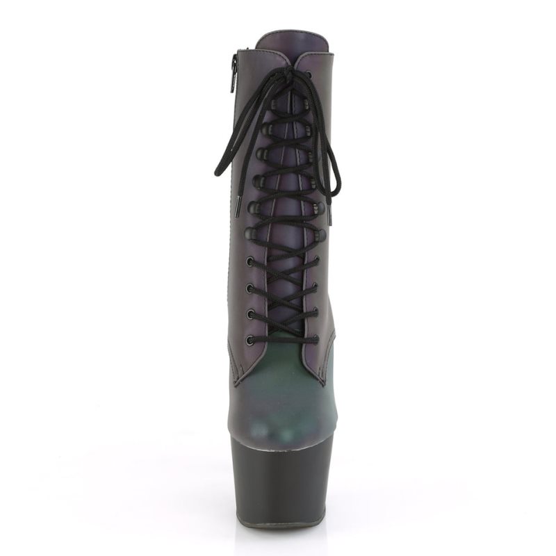 Bottines Pleaser Adore-1020REFL Femme Vert Noir | FRANCE FRMGSOQX