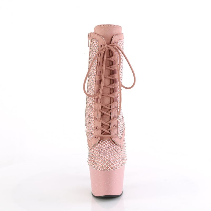 Bottines Pleaser Adore-1020RM Salmon Faux Suede Mesh Femme Rose | PARIS FRIDNXFR