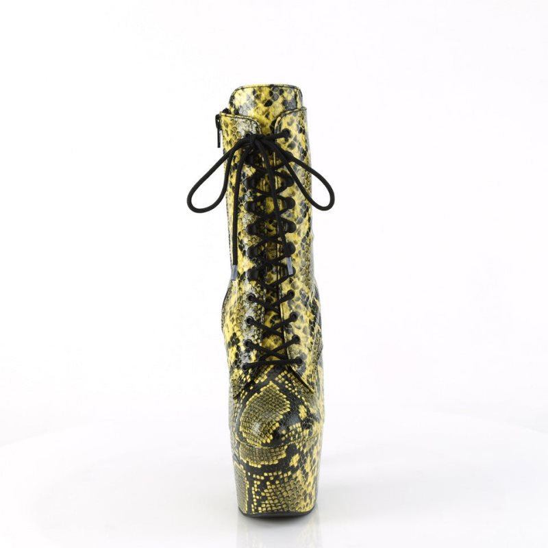 Bottines Pleaser Adore-1020SPWR Snake Femme Jaune | PARIS FRXQMOSG