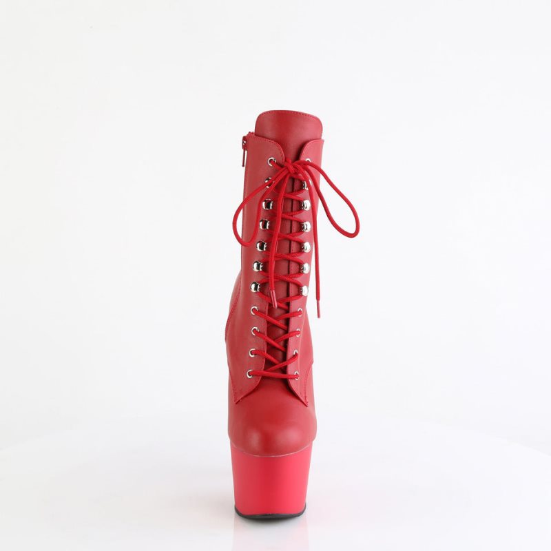 Bottines Pleaser Adore-1020 Vegan Leather Femme Rouge | PARIS FRXOBEUS