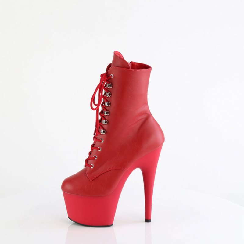 Bottines Pleaser Adore-1020 Vegan Leather Femme Rouge | PARIS FRXOBEUS