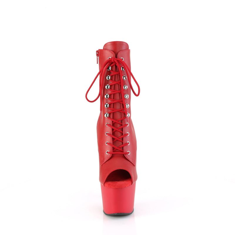 Bottines Pleaser Adore-1021 Vegan Leather Femme Rouge | FRANCE FRGVAXML