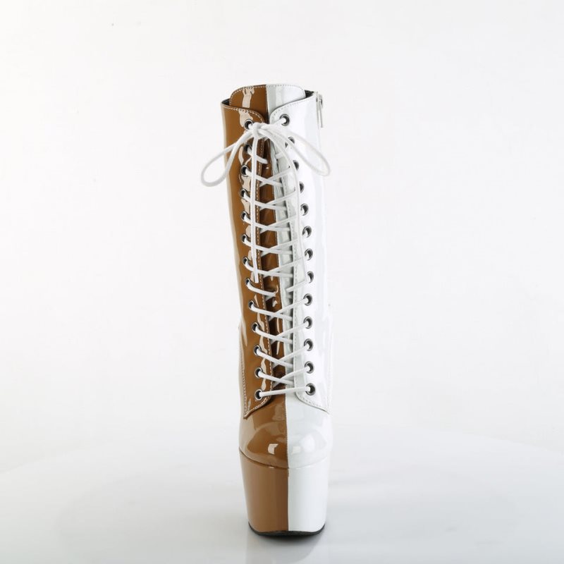 Bottines Pleaser Adore-1040TT Femme Beige Blanche | FRANCE FRESZHDM