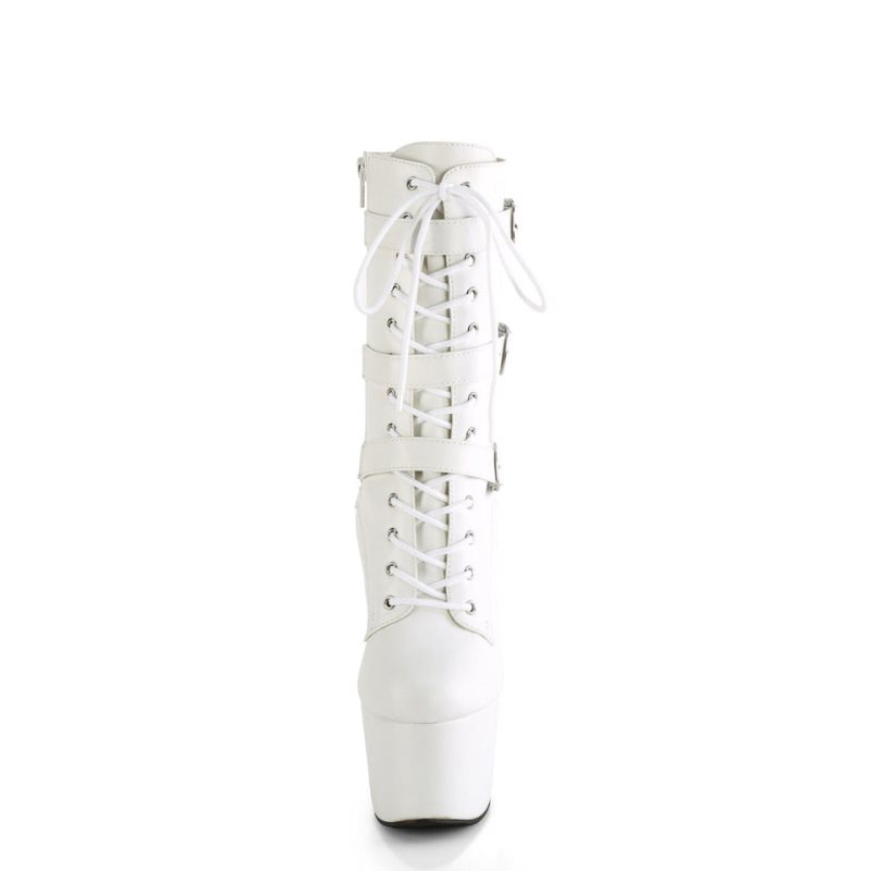 Bottines Pleaser Adore-1043 Vegan Leather Femme Blanche | PARIS FRIRONPF