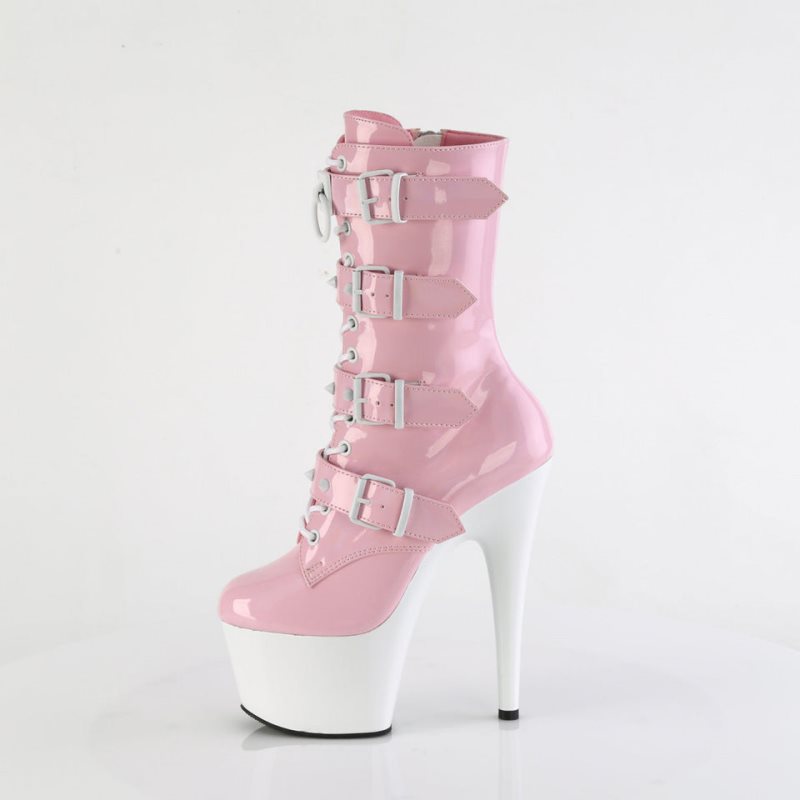 Bottines Pleaser Adore-1046TT Femme Rose Blanche | FRANCE FRZLFRDV