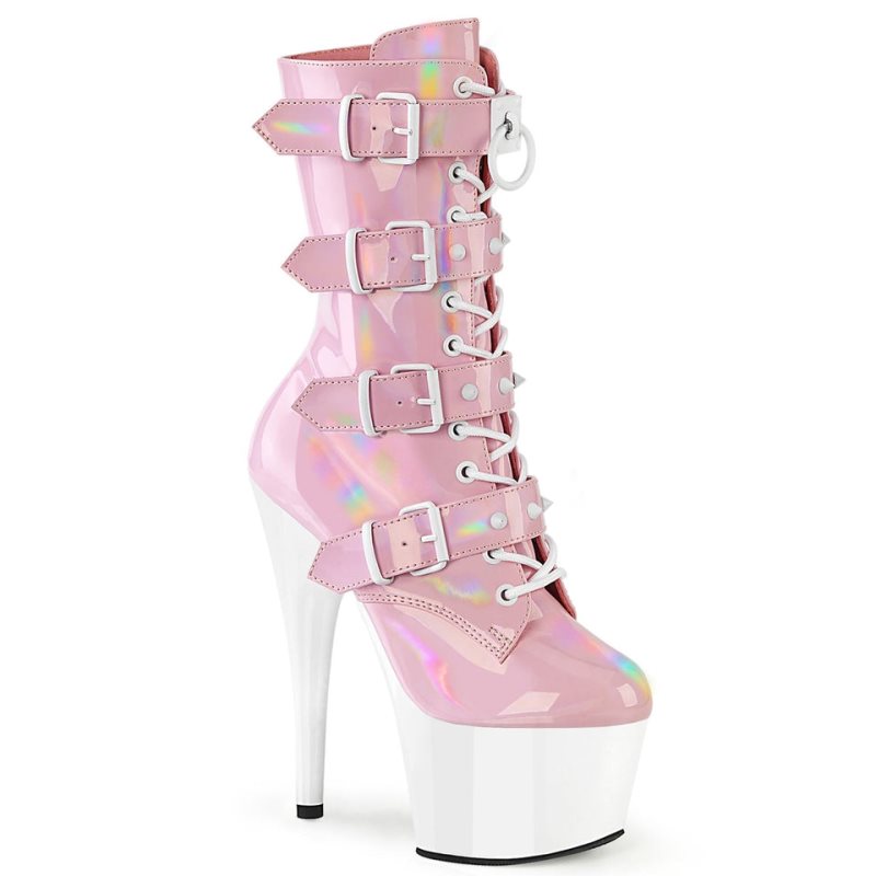 Bottines Pleaser Adore-1046TT Femme Rose Blanche | FRANCE FRZLFRDV