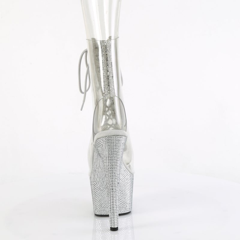 Bottines Pleaser Bejeweled-1016C-2-7 Femme Argent | FRANCE FRDZAWKQ