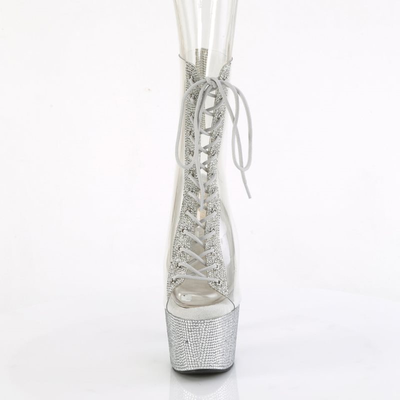 Bottines Pleaser Bejeweled-1016C-2-7 Femme Argent | FRANCE FRDZAWKQ