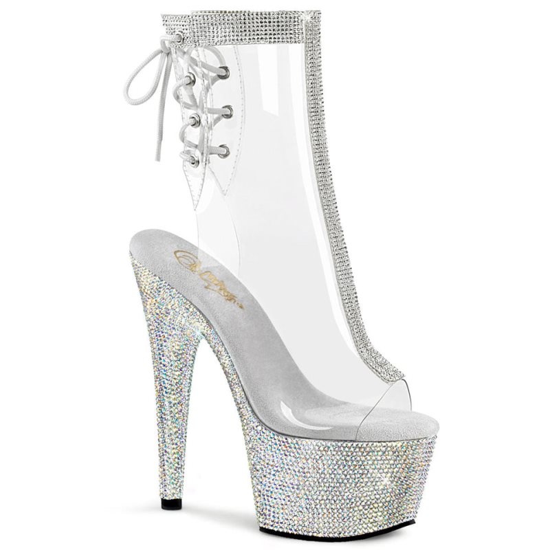 Bottines Pleaser Bejeweled-1018C-2RS Femme Argent | FRANCE FRFEKRQA