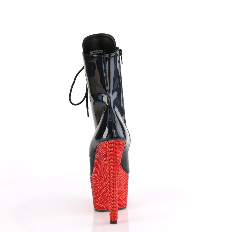 Bottines Pleaser Bejeweled-1020-7 Femme Noir Rouge | FRANCE FRRJWGCO