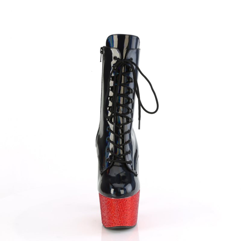 Bottines Pleaser Bejeweled-1020-7 Femme Noir Rouge | FRANCE FRRJWGCO