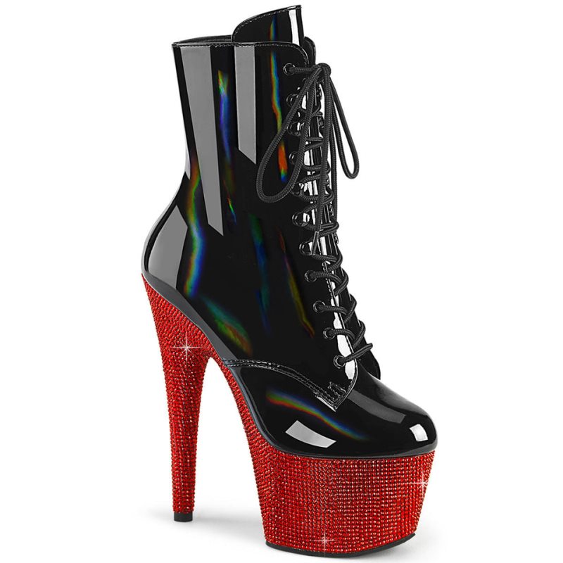 Bottines Pleaser Bejeweled-1020-7 Femme Noir Rouge | FRANCE FRRJWGCO