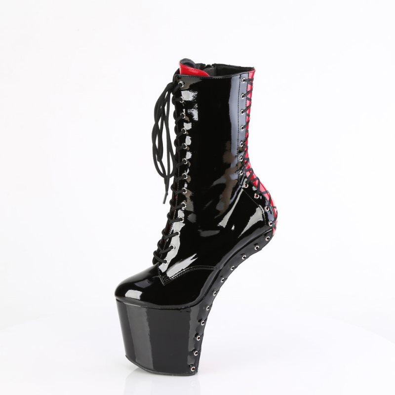 Bottines Pleaser Craze-1040FH Femme Noir Rouge | FRANCE FRIEYXGD