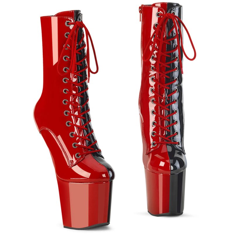 Bottines Pleaser Craze-1040TT Femme Rouge Noir | FRANCE FRLVITJX