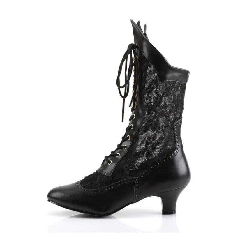 Bottines Pleaser Dame-115 Vegan Leather Femme Noir | PARIS FRGIEOVX