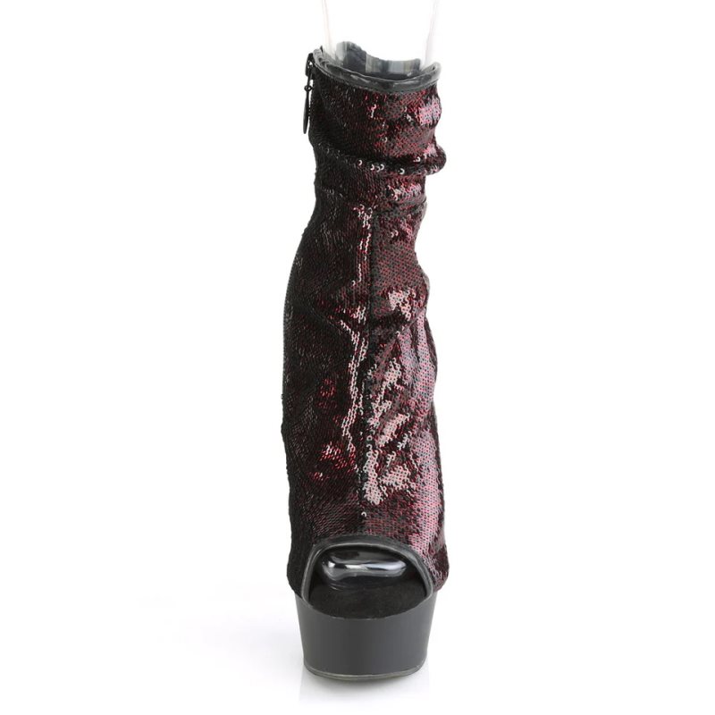 Bottines Pleaser Delight-1008SQ Femme Bordeaux Noir | FRANCE FRWPQSRL