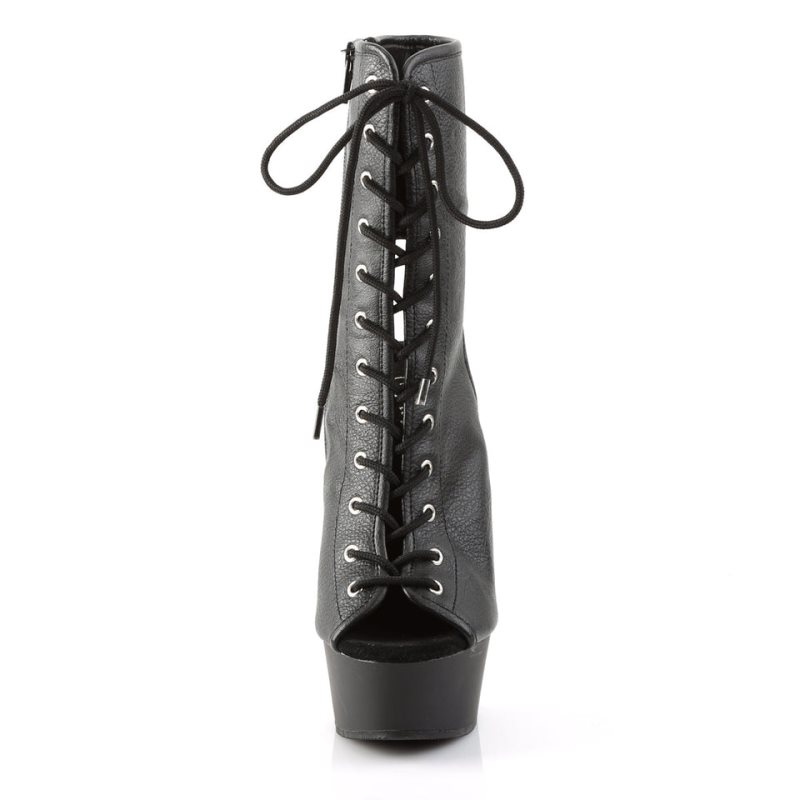 Bottines Pleaser Delight-1016 Vegan Leather Femme Noir | FRANCE FRCORHYX