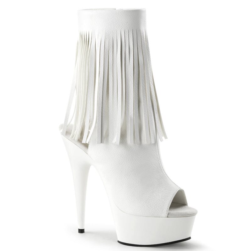 Bottines Pleaser Delight-1019 Vegan Leather Femme Blanche | PARIS FRRALKHP