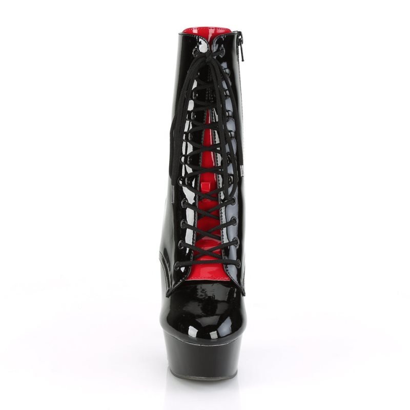 Bottines Pleaser Delight-1020FH Femme Noir Rouge | FRANCE FRGWOVPE