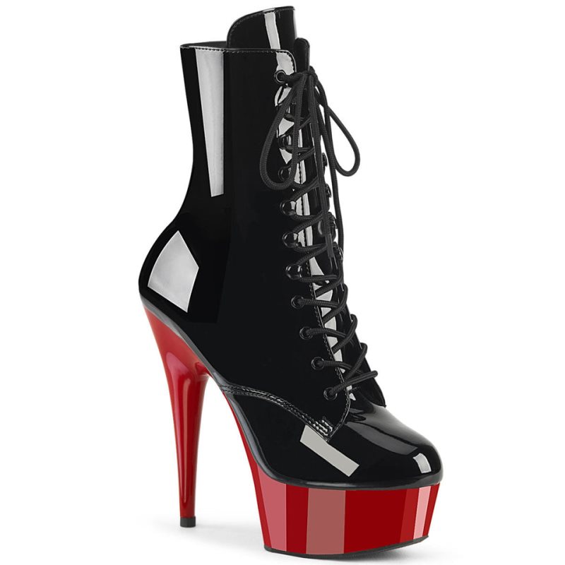 Bottines Pleaser Delight-1020 Femme Noir Rouge | FRANCE FRWYEIFN