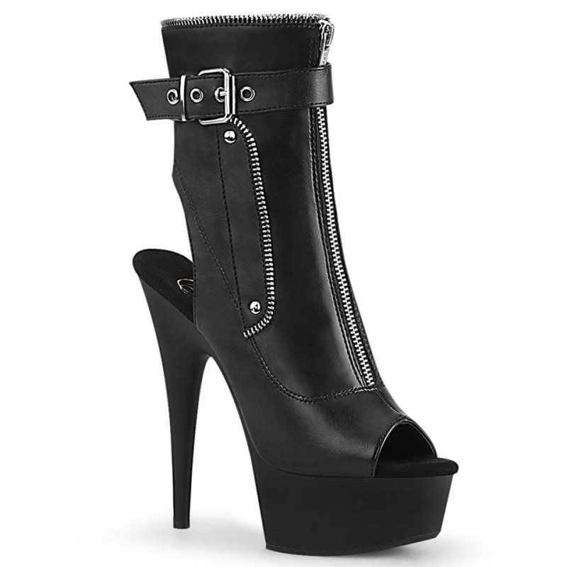 Bottines Pleaser Delight-1035 Vegan Leather Femme Noir | PARIS FRELGVMQ