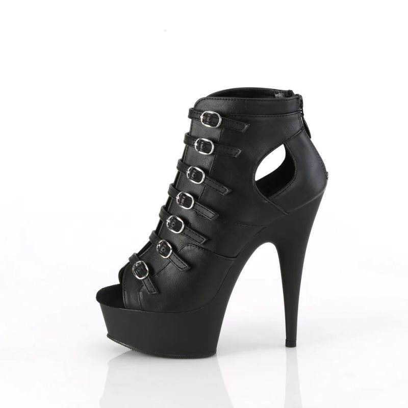 Bottines Pleaser Delight-600-11 Vegan Leather Femme Noir | FRANCE FRAYHCGU