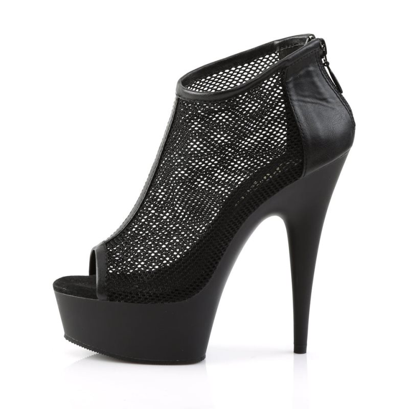 Bottines Pleaser Delight-600-12 Vegan Leather Femme Noir | PARIS FRLDIYJH